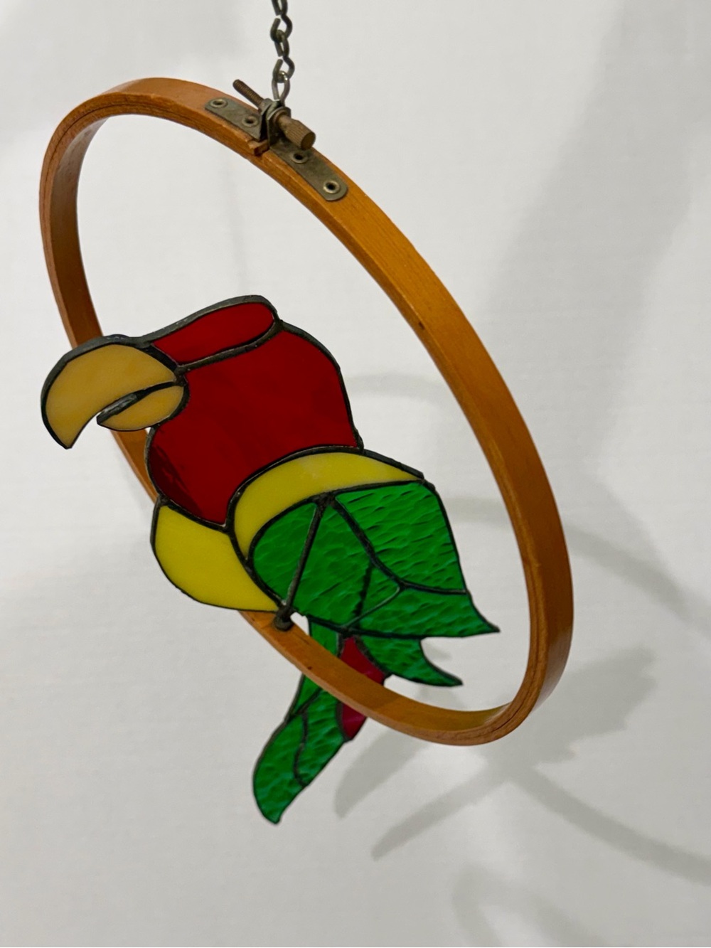 Vintage Stained Glass Parrot Hanging Handmade Decor Sub Catcher Boho